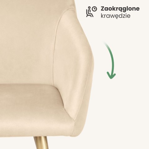 2x Welurowe krzesło tapicerowane gładkie Beżowe ESTELLE Złote nogi