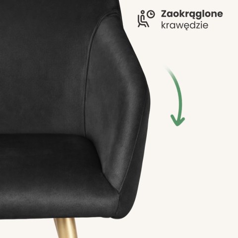 2x Welurowe krzesło tapicerowane gładkie Czarne ESTELLE Złote nogi