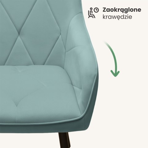 2x Welurowe krzesło tapicerowane pikowane Turkusowe DIAMANTE Czarne nogi
