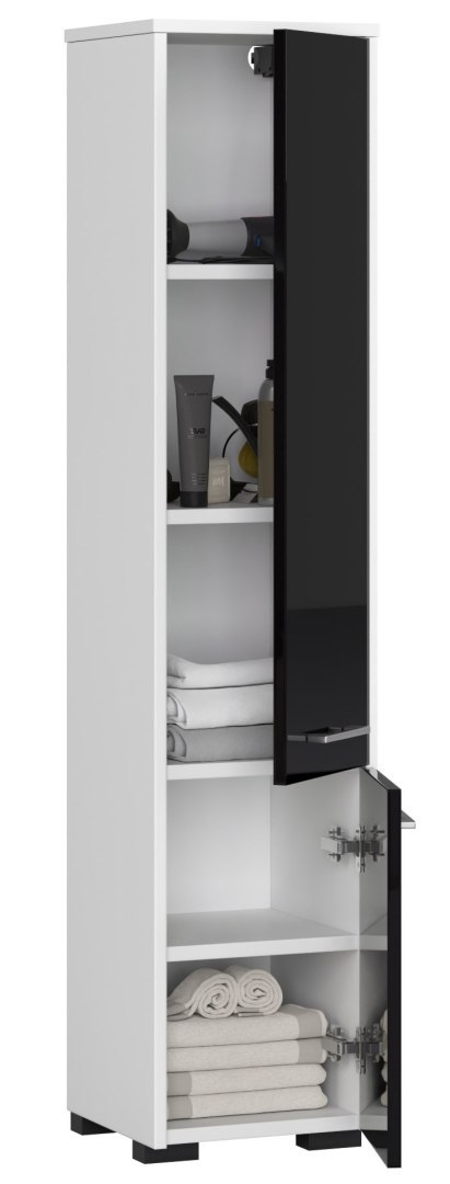 REGAŁ ŁAZIENKA FIN SŁUPEK 30 2D 140cm CZARNY POŁYSK