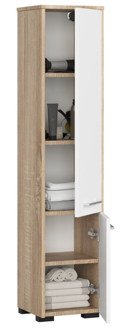 REGAŁ ŁAZIENKA FIN SŁUPEK 30 2D 140cm SONOMA / BIAŁY
