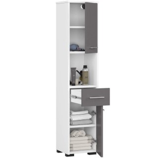 REGAŁ ŁAZIENKA FIN SŁUPEK 30 2D 1SZ 1W 140cm PK BIAŁY / SZARY