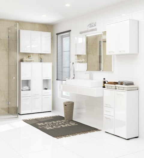 SZAFKA ŁAZIENKA FIN SŁUPEK 30 2D 1SZ 85cm PK BIAŁY POŁYSK