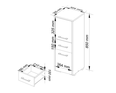 SZAFKA ŁAZIENKA FIN SŁUPEK 30 2D 1SZ 85cm PK DĄB SONOMA / BIAŁY