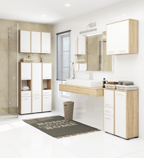 SZAFKA ŁAZIENKA FIN SŁUPEK 30 2D 1SZ 85cm PK DĄB SONOMA / BIAŁY