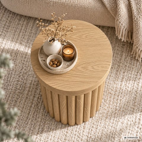 Stolik kawowy okrągły TINO 40 cm Naturalne Drewno