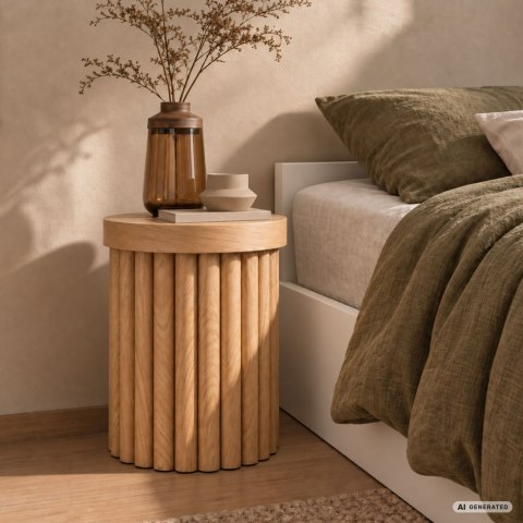 Stolik kawowy okrągły TINO 40 cm Naturalne Drewno
