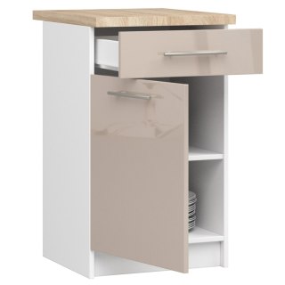 Szafka OLIWIA S50 SZ1 + BLAT BIAŁA / CAPPUCCINO POŁYSK
