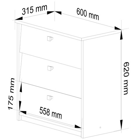 Szafka na buty MINI 3 uchylne drzwiczki 60 cm - olcha