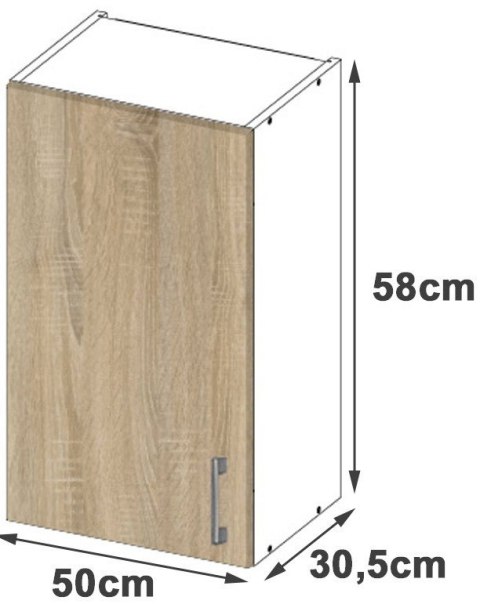 Szafka LIMA W50 /580/ BIAŁY/DĄB SONOMA