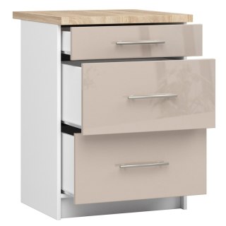 Szafka OLIWIA S60 3SZ + BLAT BIAŁA / CAPPUCCINO POŁYSK