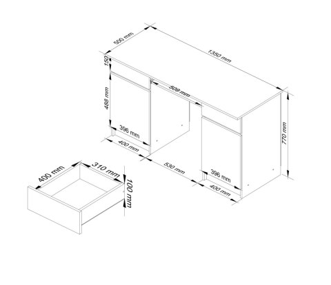 BIURKO CLP A5 2D 2SZ BIAŁE