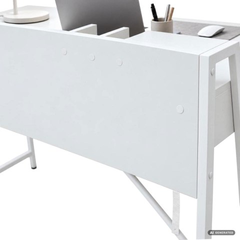 Biurko komputerowe ORIX Białe 124 cm 2 szuflady 1 półka białe nogi styl industrialny 124x48x91,5 cm