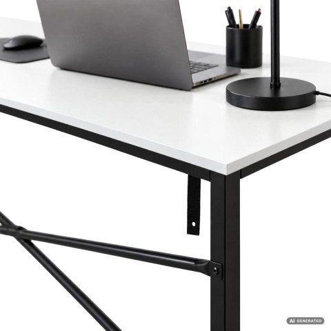 Biurko komputerowe SIMPLE Białe 120 cm czarny stelaż styl industrialny 120x50x75 cm