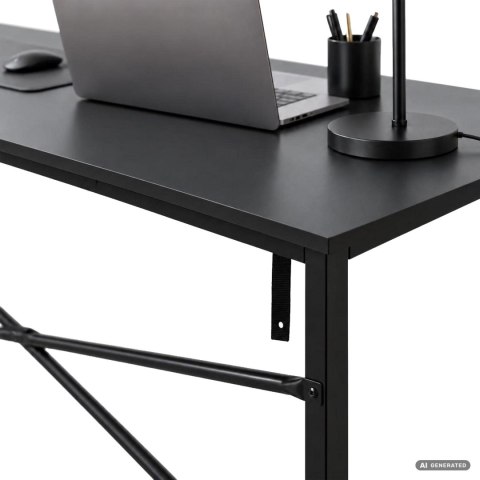 Biurko komputerowe SIMPLE Czarne 120 cm czarny stelaż styl industrialny 120x50x75 cm