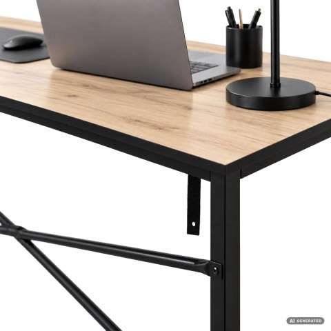 Biurko komputerowe SIMPLE Dąb Craft 120 cm czarny stelaż styl industrialny 120x50x75 cm