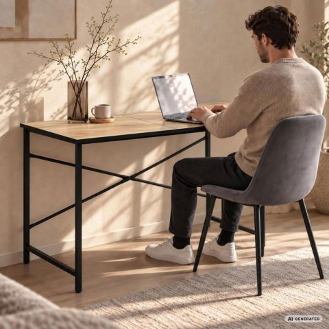 Biurko komputerowe SIMPLE Dąb Craft 120 cm czarny stelaż styl industrialny 120x50x75 cm