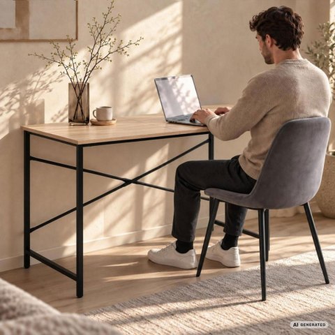 Biurko komputerowe SIMPLE Dąb Sonoma 120 cm czarny stelaż styl industrialny 120x50x75 cm