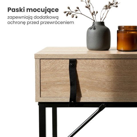 Konsola stolik loftowy MODENA 1 szuflada 80 cm Dąb Sonoma Czarne nogi