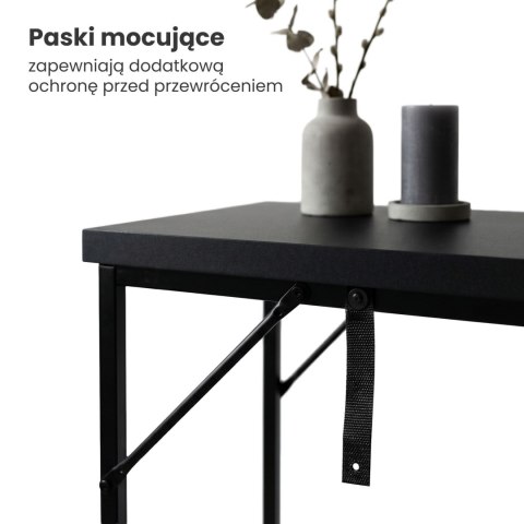 Konsola stolik loftowy ORIGO 90 cm Czarna Czarne nogi