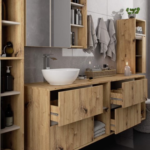 SZAFKA ŁAZIENKOWA POD UMYWALKĘ Z OTWORAMI VAMI W90 UM 2SZ 2P DĄB ARTISAN / KASZMIR