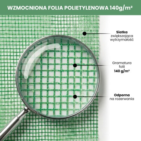 Szklarnia ogrodowa foliowa tunel 1 drzwi 6 okien Zielona 200x300x200 cm