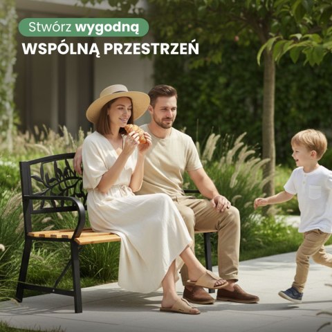 ŁAWKA OGRODOWA REO CZARNA / NATURALNE DREWNO